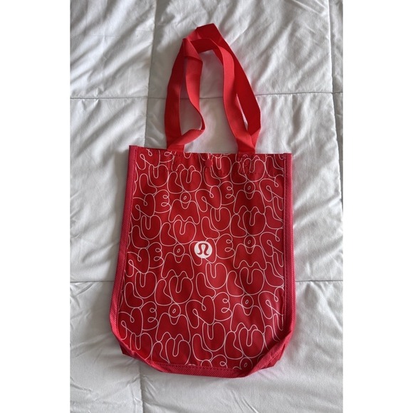 lululemon athletica Handbags - Lululemon 2025 Small Red and White Repeat Logo Reusable Shopping Bag New